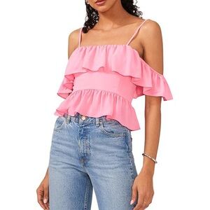 1.STATE - Off The Shoulder Ruffle Blouse